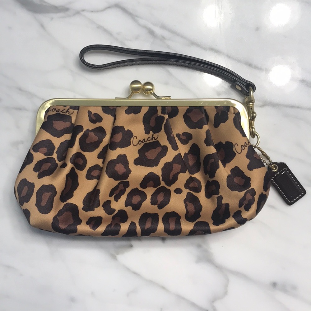 Cheetah print coach clutch